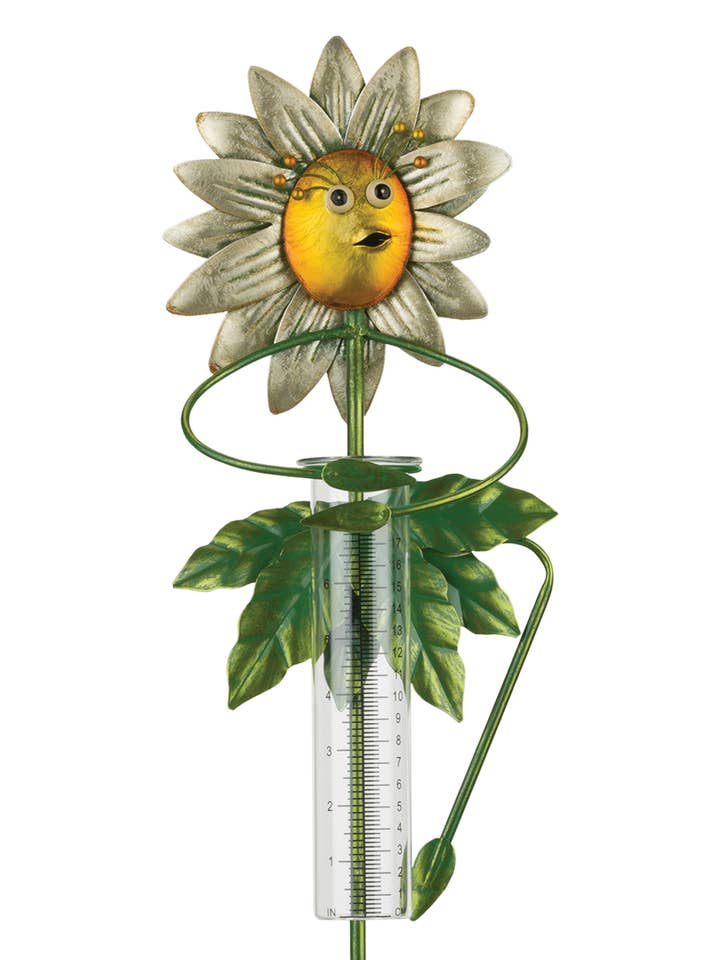 Be Jolly Rain Gauge Stake - Sunflower for wholesale by Regal Art & Gift