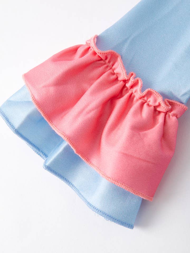 Rylee Faith Designs - Vendita all'ingrosso Completo top e pantaloncini - Bambini - Set con Maglia a Volant con Stampa di Lettera di Dinosauro per San Valentino e Pantaloni Svasati