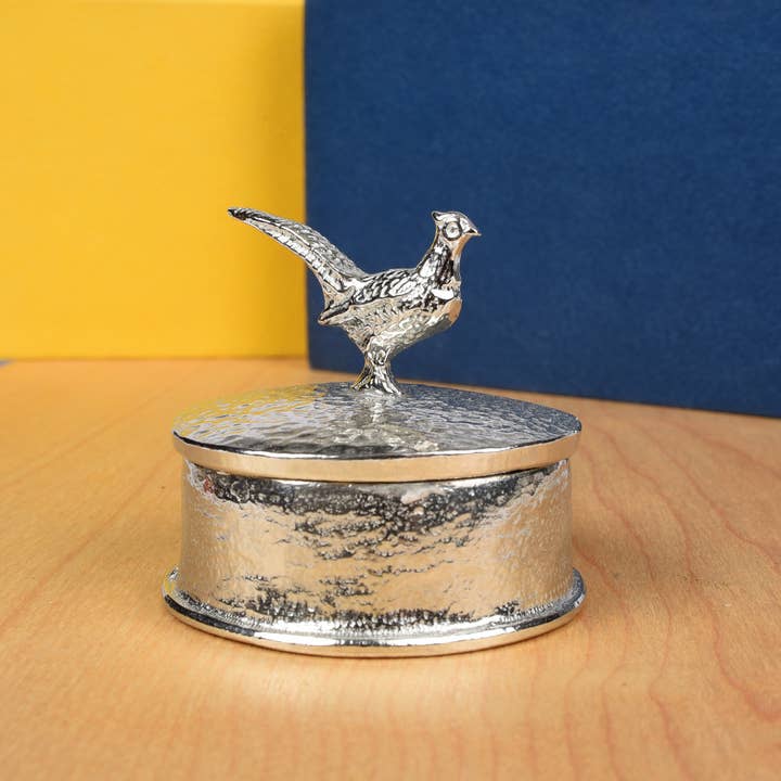 Glover & Smith - Wholesale Jewelry Box/Organizer - Pheasant Trinket Box, English Pewter Gifts
