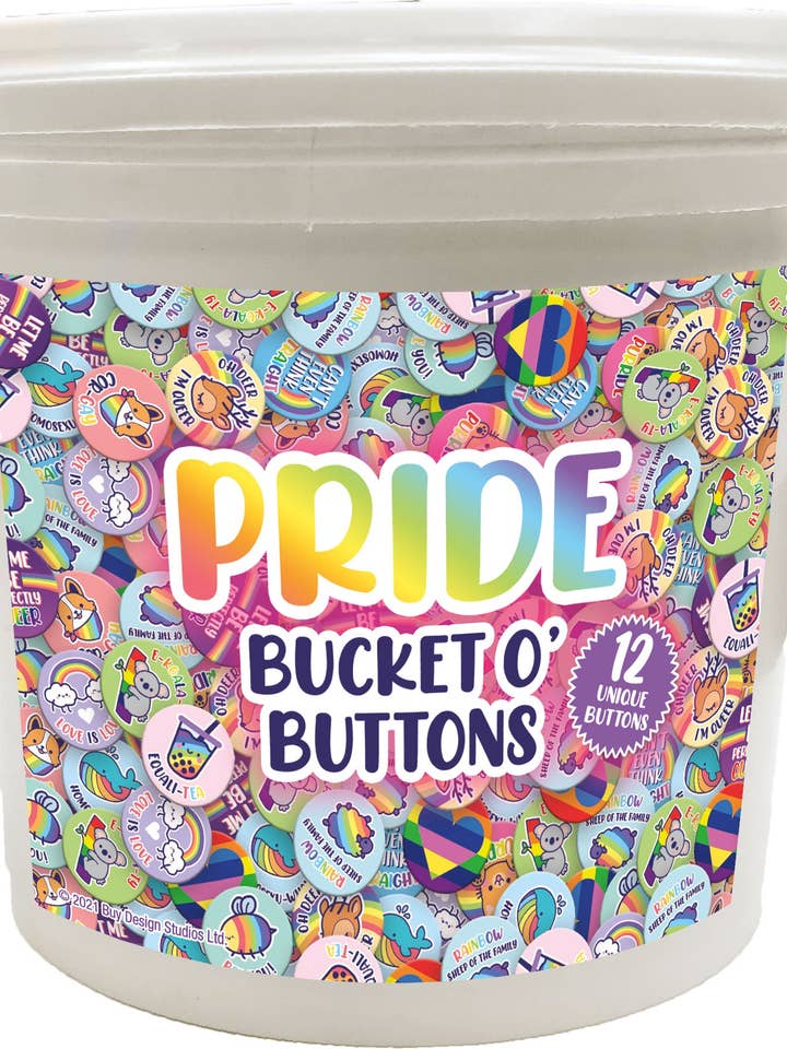 144 Unit Bucket o' Buttons - Pride for wholesale by Great Stuff Novelties (GSN) by NMR Brands