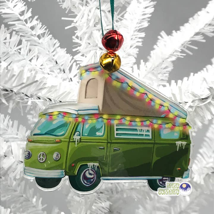 Retro Sorrento - Vente Objets de décoration - Décoration de Noël Hippie Camper Van - Vert2
