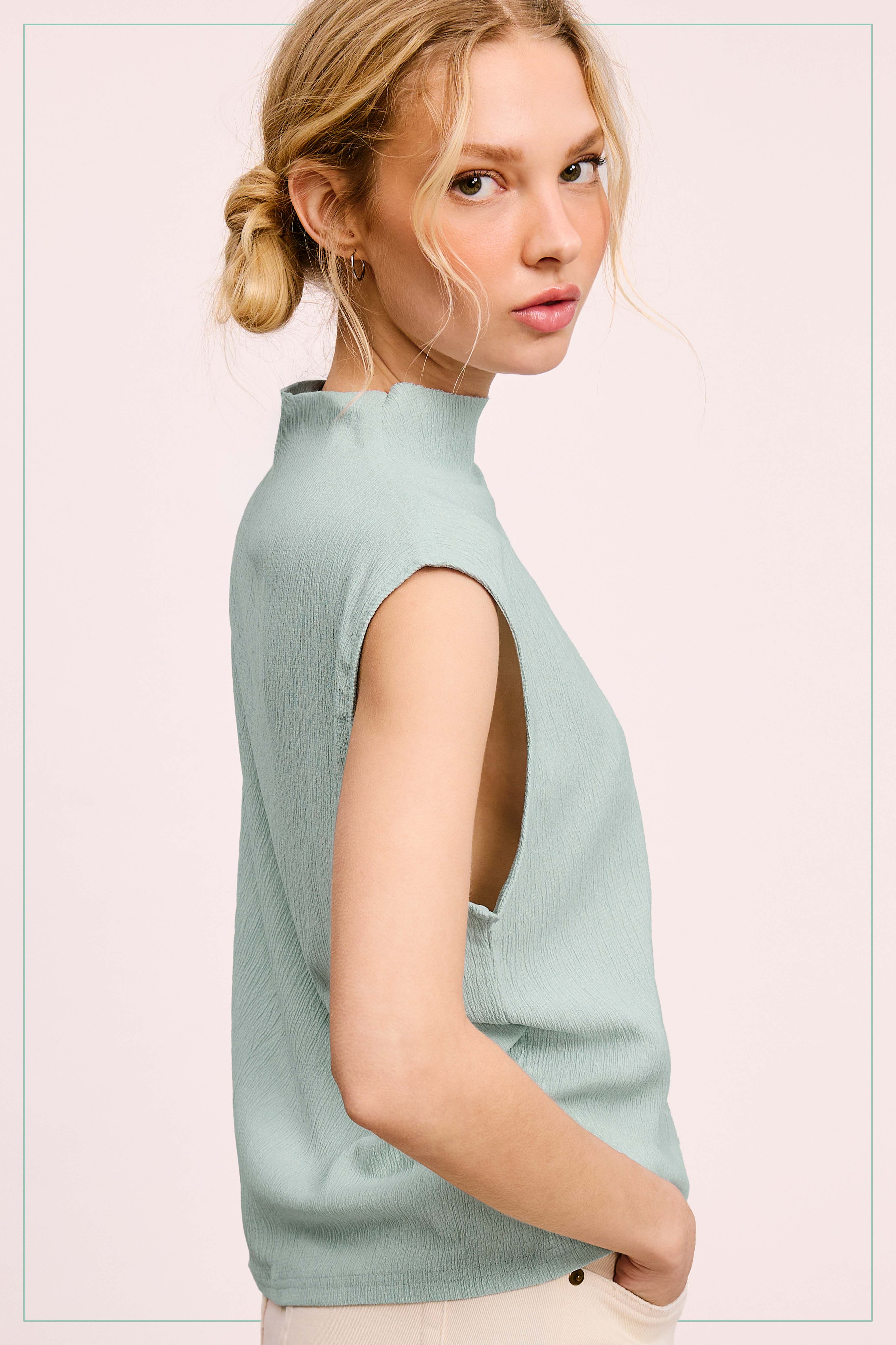 La Miel – Engroshandel Tanktop – Kvinder – HCT7705-elastisk krøllet stof ærmeløs top5