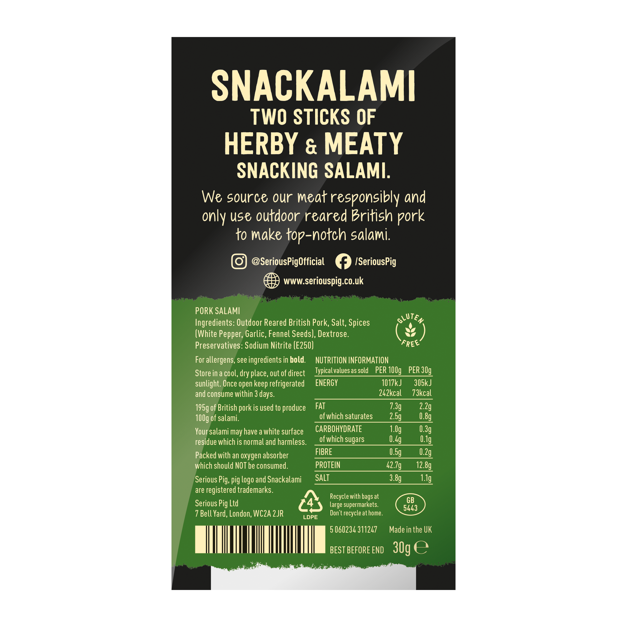Serious Pig – wholesale Jerky – Snackalami 'Wild Fennel' (shelf-ready box of 24 x 24g)4