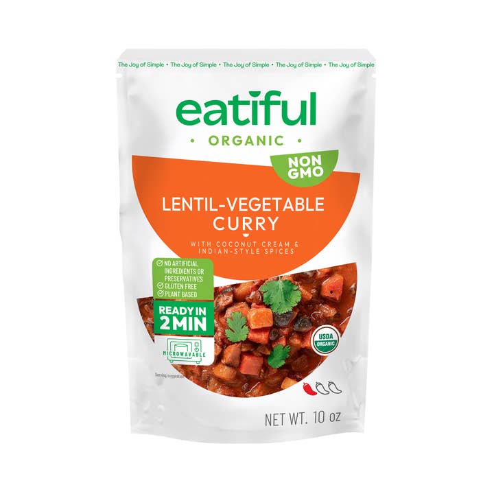 Repas de curry rouge aux lentilles et légumes biologiques Eatiful pour la vente par Point One International