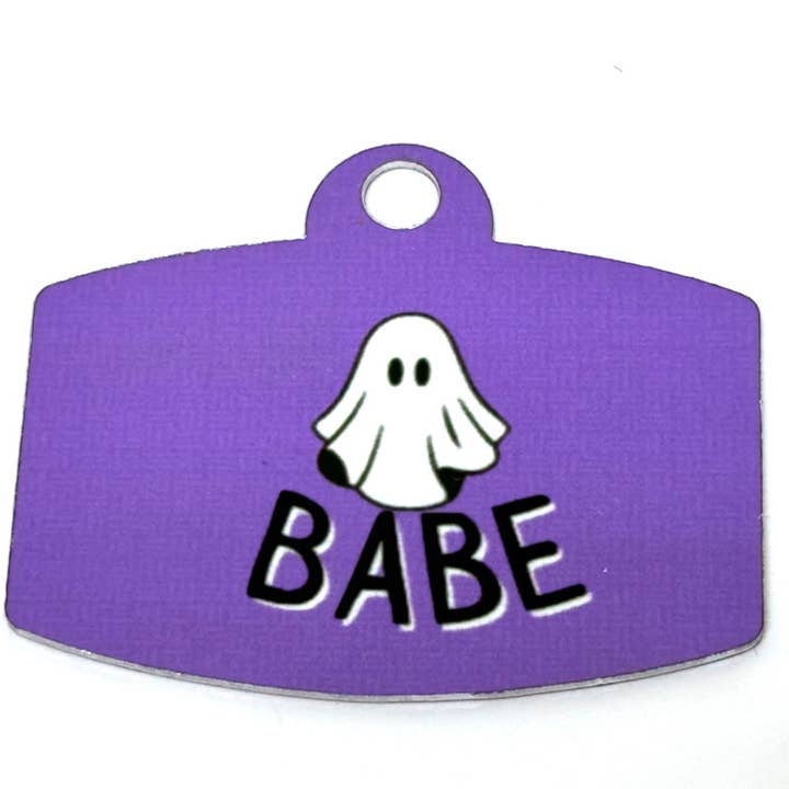 Boo Babe Purple Digital QR Code Pet Tag for wholesale by Afropawlitan