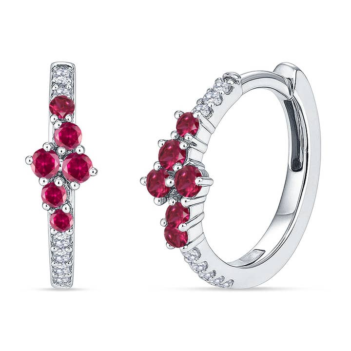 Round CZ & Ruby CZ Huggie Hoop Earrings for wholesale by Blue Apple Imports