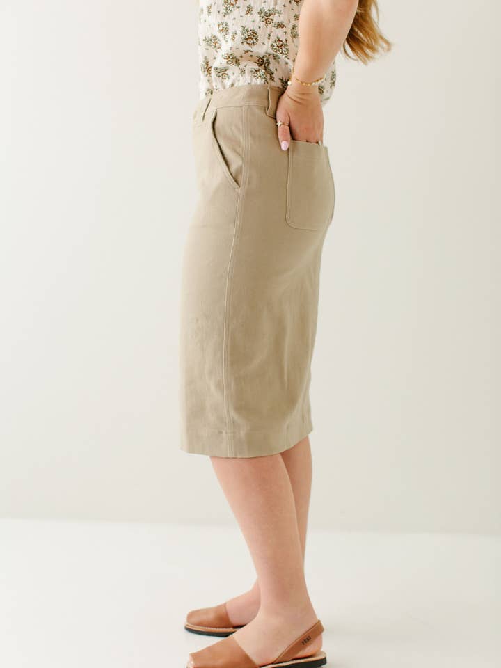 The Main Street Exchange - Wholesale Skirt - Women's - 'Adrian' Classic Denim Midi Skirt FINAL SALE12