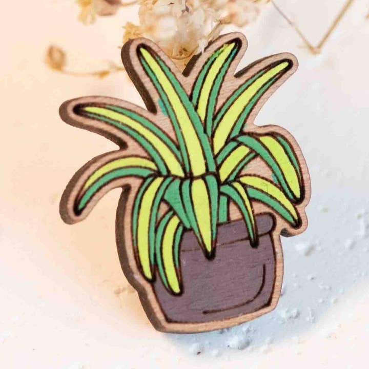 Emblema de alfinete de madeira para planta de interior pintado à mão - PO44085 por atacado de Robin Valley