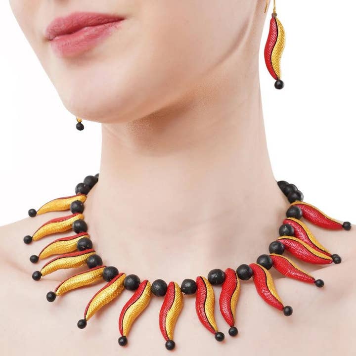 European Jewelry Set | Clay Jewelry | Red Chili Jewelry for wholesale by House of Kraft Jewelry & Accessories