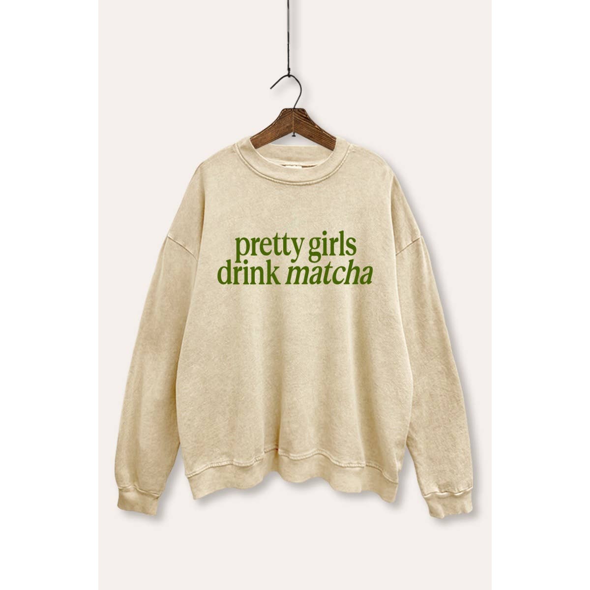 STARCHIS - Wholesale Graphic Sweatshirt - Women's - PRETTY GIRLS DRINK MATCHA MINERAL WASH GRAPHIC SWEATSHIRT6