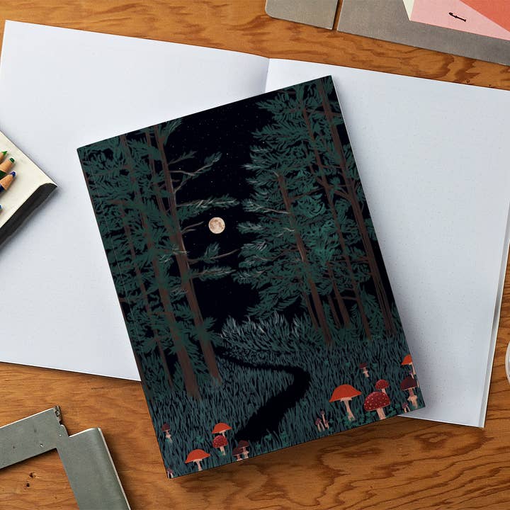 Denik – Großhandel Notizbücher – Mondaufgang Wald Medium Layflat Journal Notizbuch3
