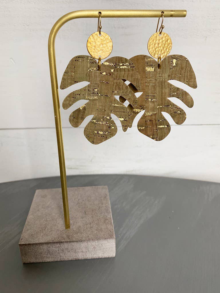 The Supply Society - Wholesale Dangle Earrings - Monstera Leaf Leather Hook Earrings5