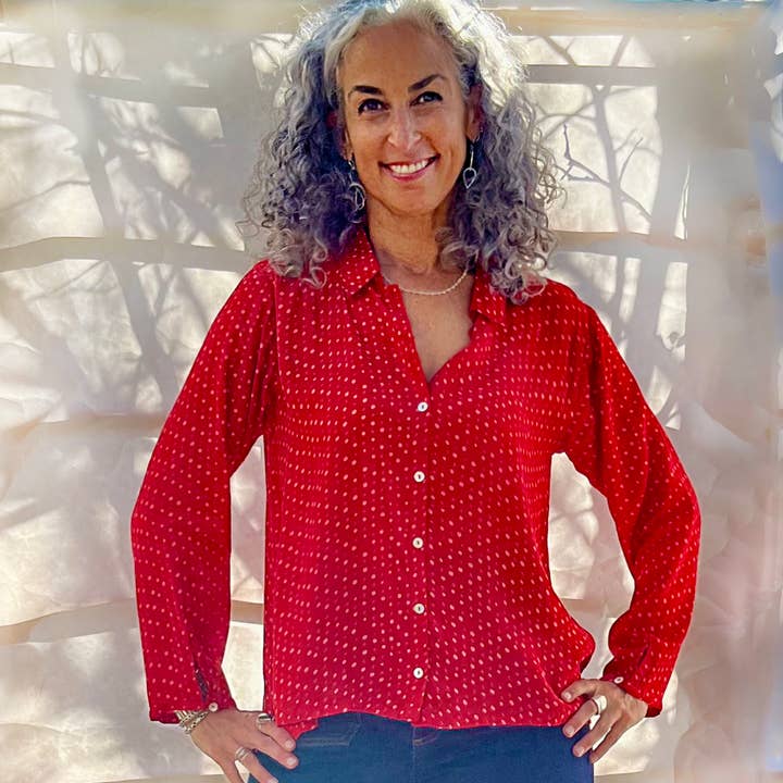 Mar Bluse Polka Dots Rød LS for engroshandel hos Little Journeys Chicago