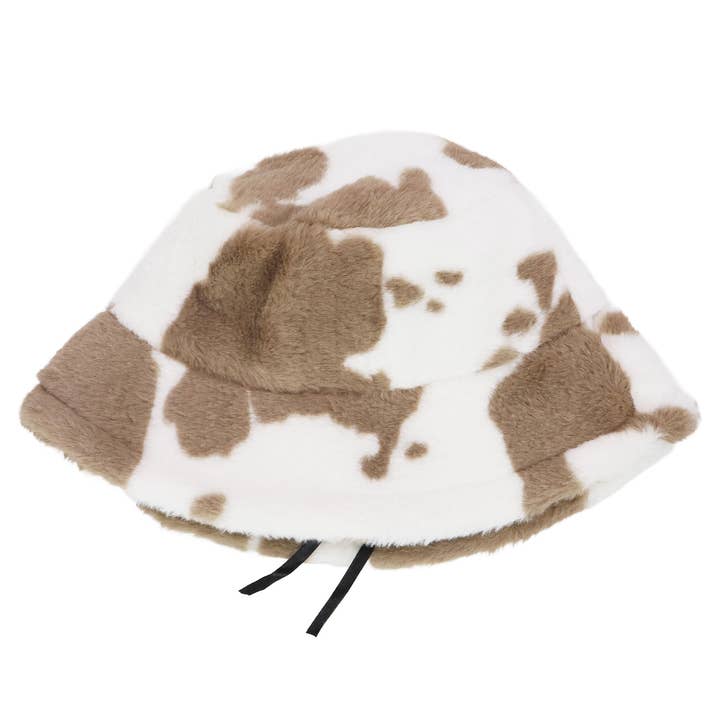 Cap Zone - Wholesale Bucket Hat - Women's - Cow Print Fluffy Faux Fur Bucket Hat8