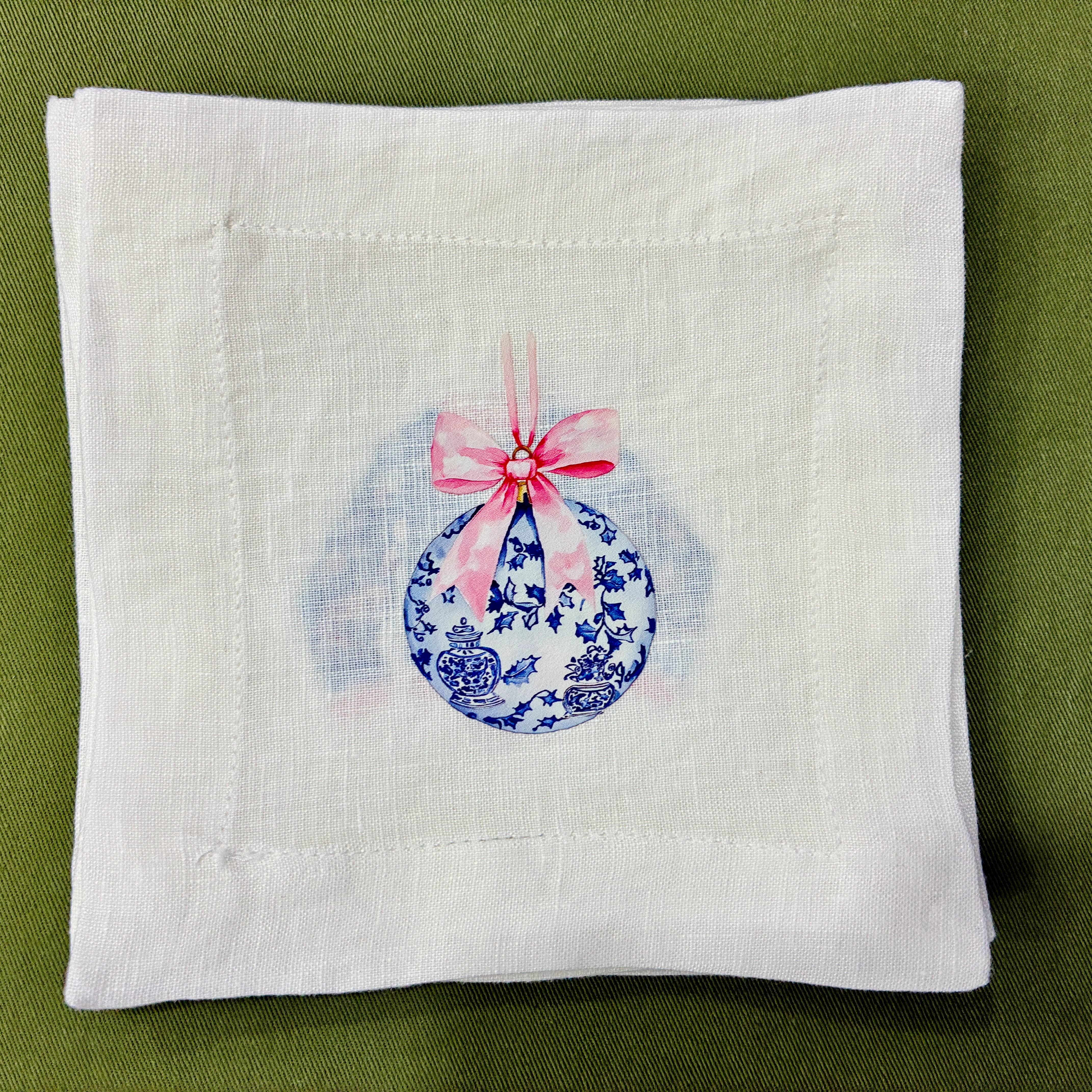 Belle Linen - Wholesale Dinner & Cloth Napkin - Christmas Characters White Linen Cocktail Napkins7