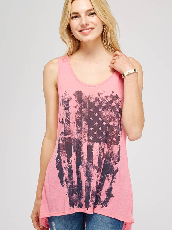 Débardeur graphique drapeau américain col rond pour la vente par Urban X Apparel