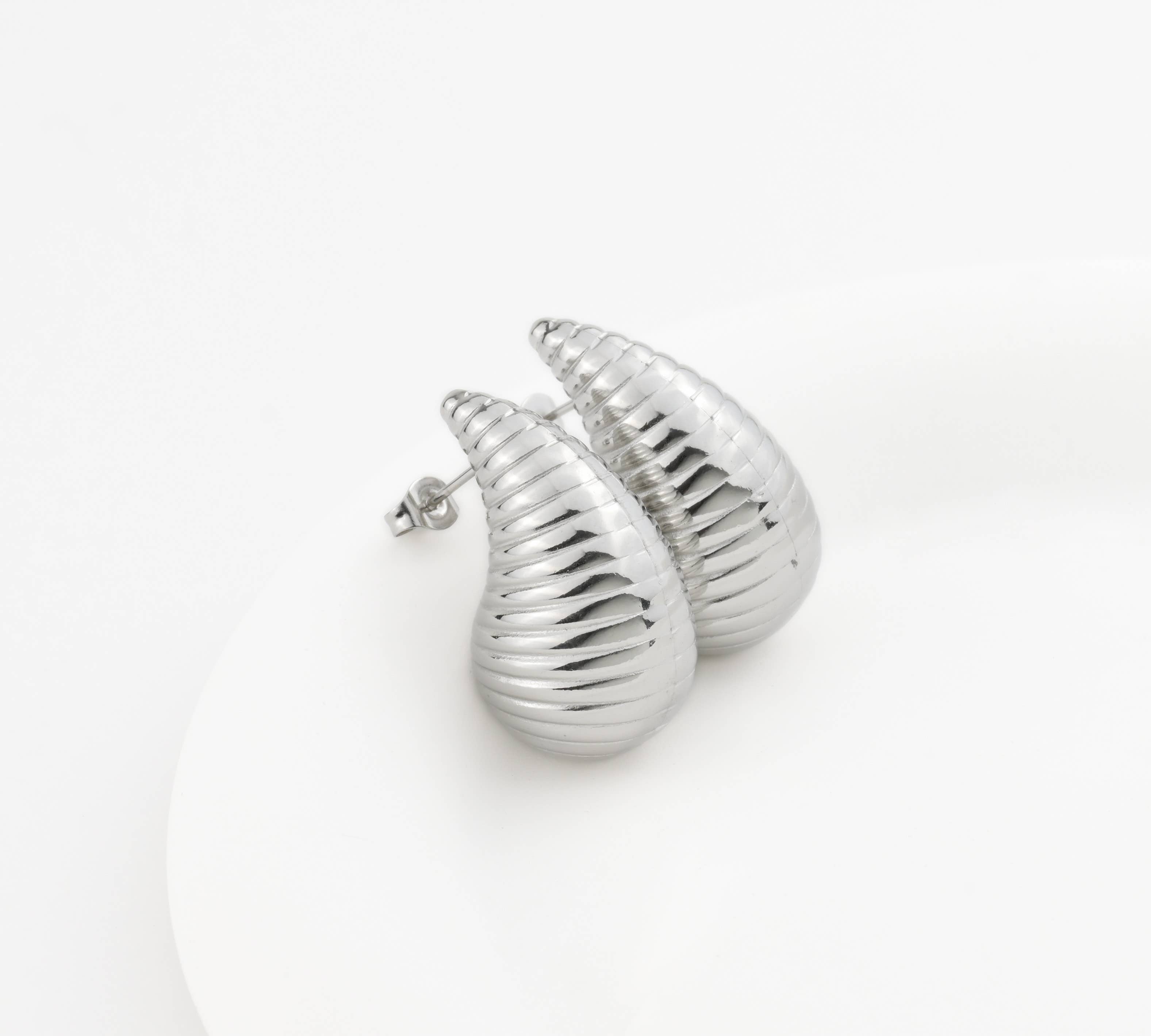 Blueyejewelry – Brincos de argola por atacado – Brincos de Gota Oca Chunky - Pernos de gota de lágrima leves3