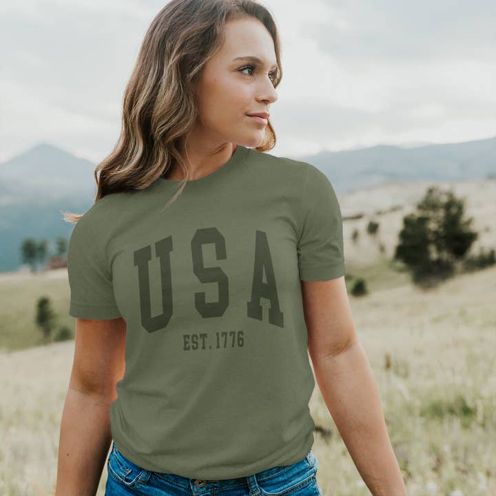 USA Est 1776 - Duo-Tone T-Shirt for wholesale by North & Pine