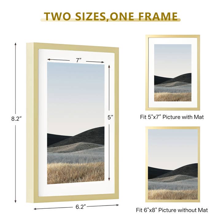 La Vie Photo - Wholesale Picture frame stand - 6x8" Brushed Aluminum Photo Frame with 5x7" Mat – Gold1