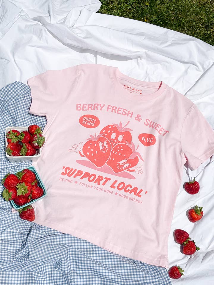 Mure and Grand - Wholesale Screen Printed T-Shirt - Women's - Berry Fresh + Sweet Graphic Tshirt
