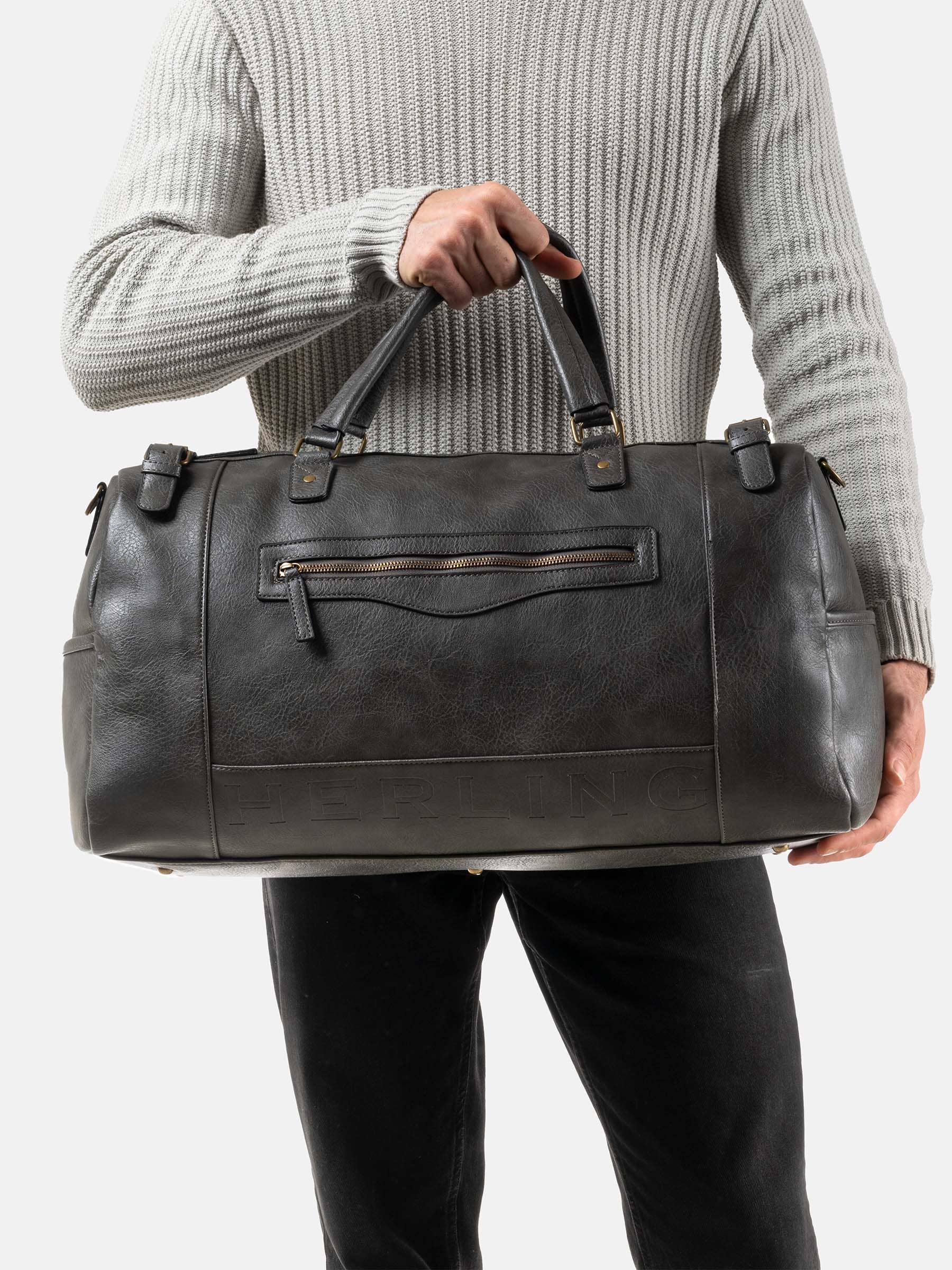 Herling – Saco de viagem - Unissexo por atacado – Herling - Bolsa de viagem vintage grande em couro PU26