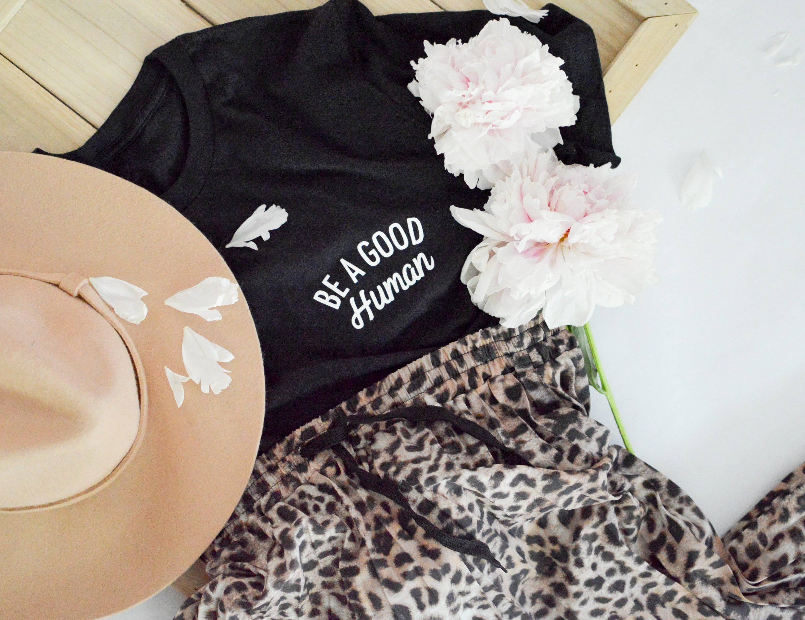 Take it 'N' Leave it - Wholesale Screen Printed T-Shirt - Women's - Be a Good Human - Chest Print Tee2