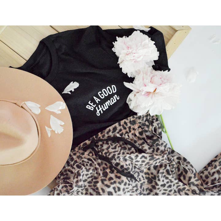 Take it 'N' Leave it - Wholesale Screen Printed T-Shirt - Women's - Be a Good Human - Chest Print Tee2