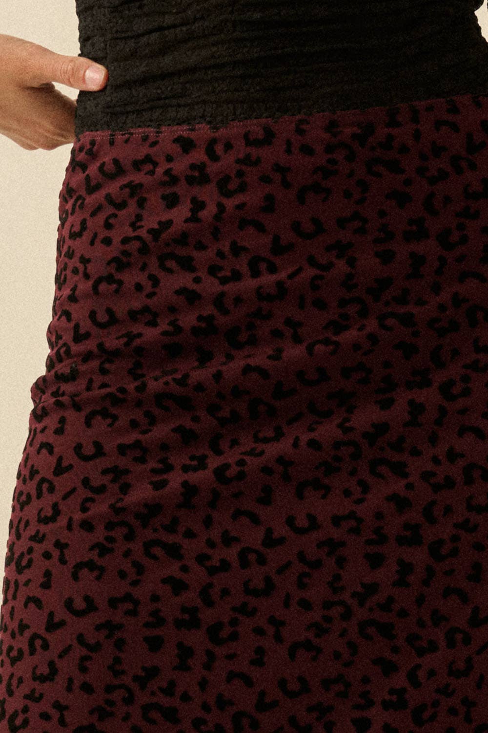 Promesa USA - Vente Jupe – femme - Jupe longue droite en résille à imprimé léopard floqué8