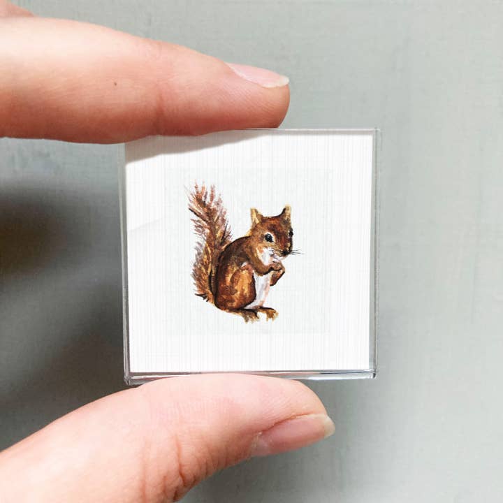 Squirrel Mini Art Print - 1.5"-2.5" Framed for wholesale by Mick's Art Goods