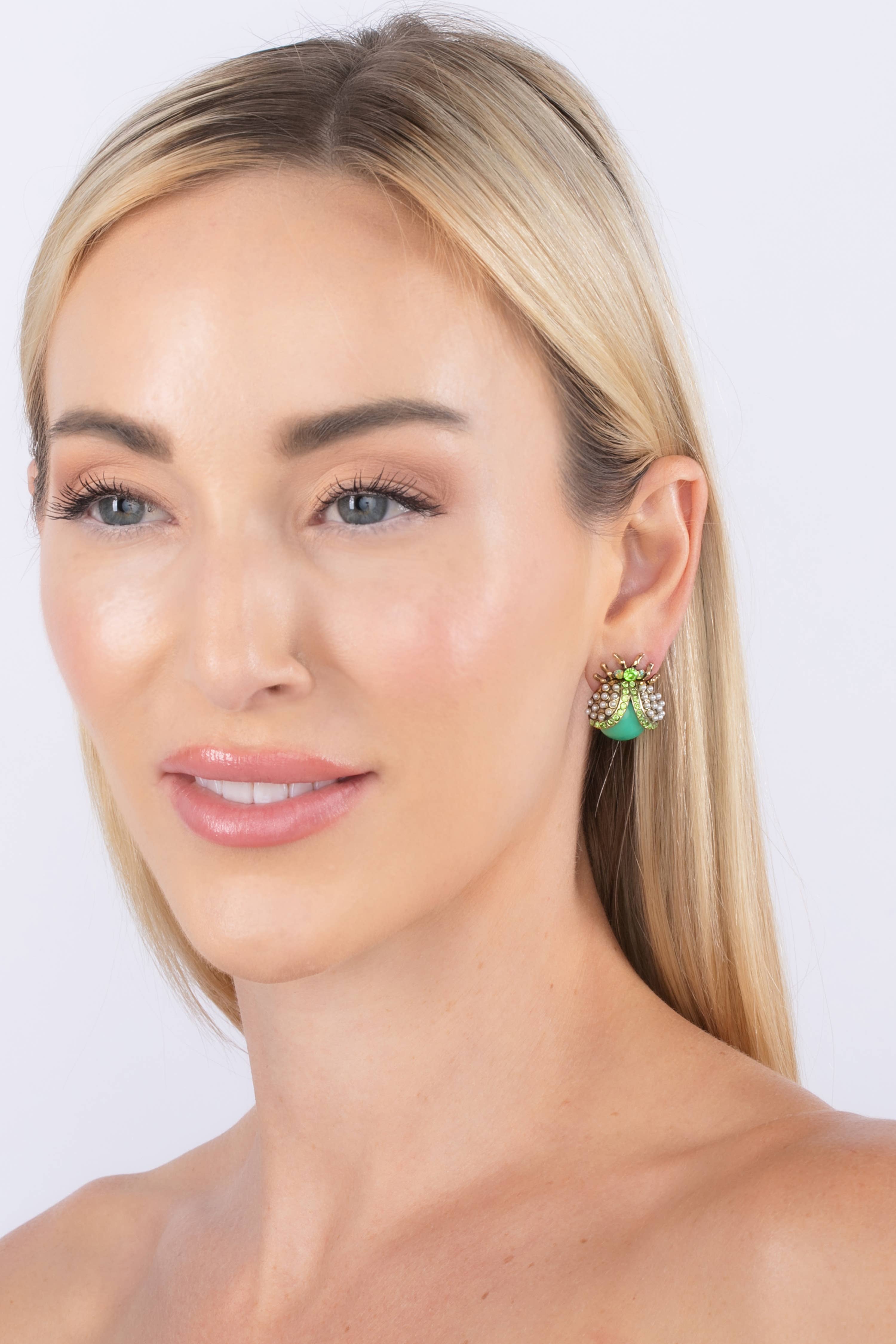Eye Candy Los Angeles - Wholesale Stud/Post Earrings - Green Beetle Earrings1