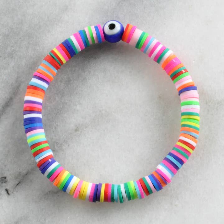 Evil Eye Heishi Stretch Bracelets for wholesale by Libby & Smee