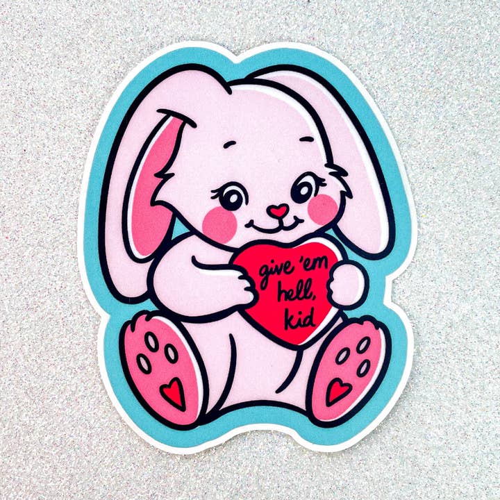 Give 'Em Hell Kid klistermærke for engroshandel hos Daisy Chainsaw