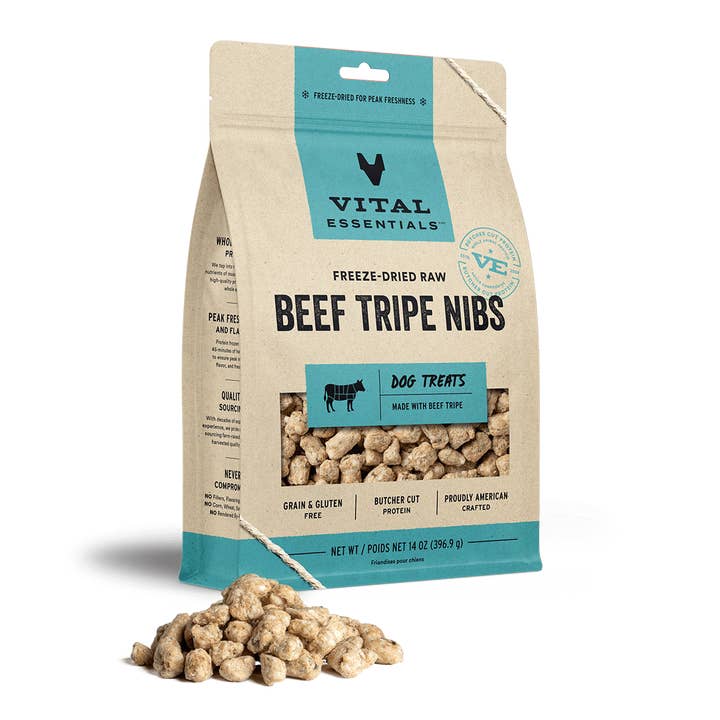 Pet Palette Distribution - Wholesale Pet Treats - Dog - Vital Essential Beef Tripe Nibs FD Dog Treats 14 oz