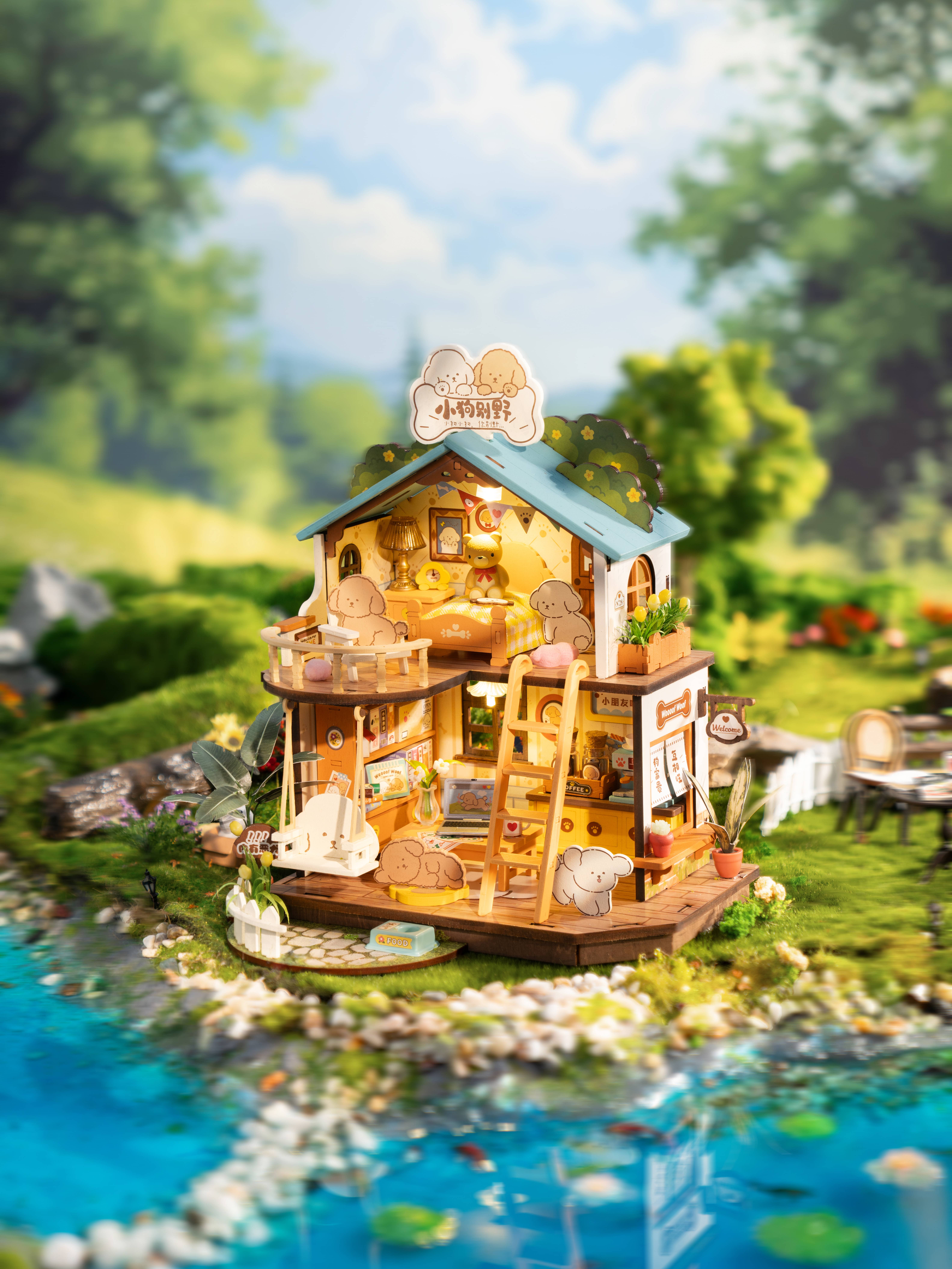 Robotime - Wholesale DIY Craft Kit - DG169 Puppy's Cozy Villa Rolife DIY Miniature House Puzzles11