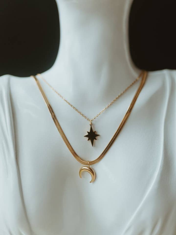 Moon & Star Double Necklace for wholesale by MoonFire