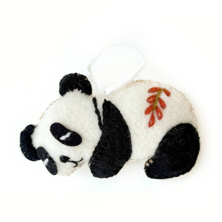 Sleeping Panda Bear Embroidered Wool Ornament for wholesale by Ornaments 4 Orphans