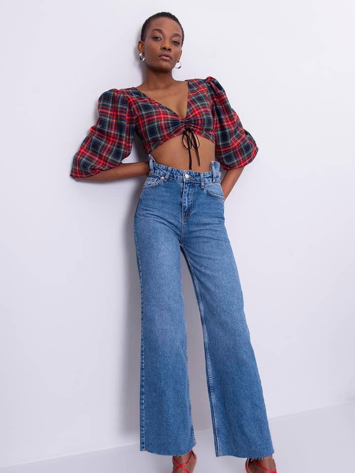 Pantalones Palazzo de mezclilla azul para venta al por mayor de BSL