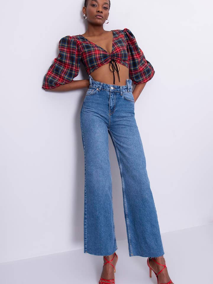 Blå denim palazzo-bukser for engroshandel hos BSL