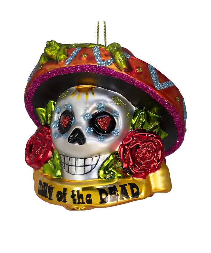 Kurt S. Adler, Inc. - Wholesale Ornament - 3.5" Glass Day of The Dead Skull Ornament