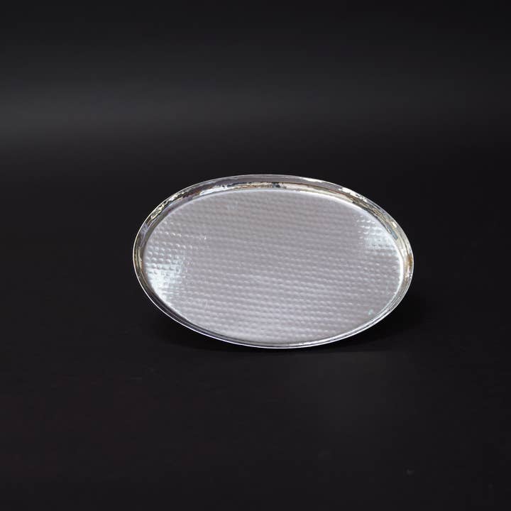 Stylish SS Hammered Oval Tray for wholesale by India Handicrafts Inc