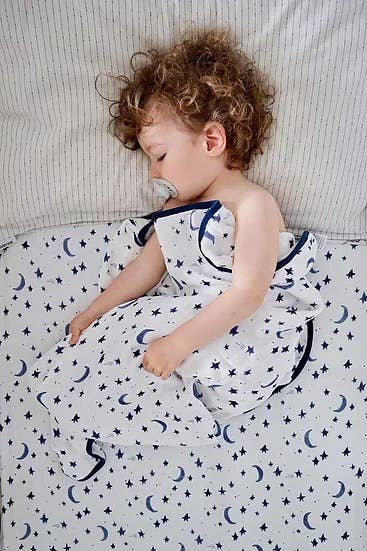 Bear's Little Fish – wholesale Filtar – Barn och baby – Tjock bambu Muslin filt (4 lager, lätt täcke) Midnatt
