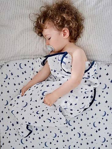 Bear's Little Fish – wholesale Filtar – Barn och baby – Tjock bambu Muslin filt (4 lager, lätt täcke) Midnatt0