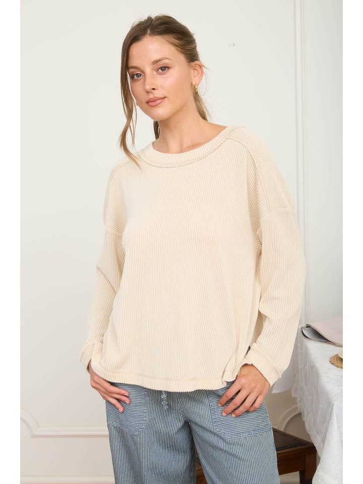 J.O.A - Wholesale Knit Top - Women's - CREW NECK RIBBED LONG SLEEVE KNIT TOP13