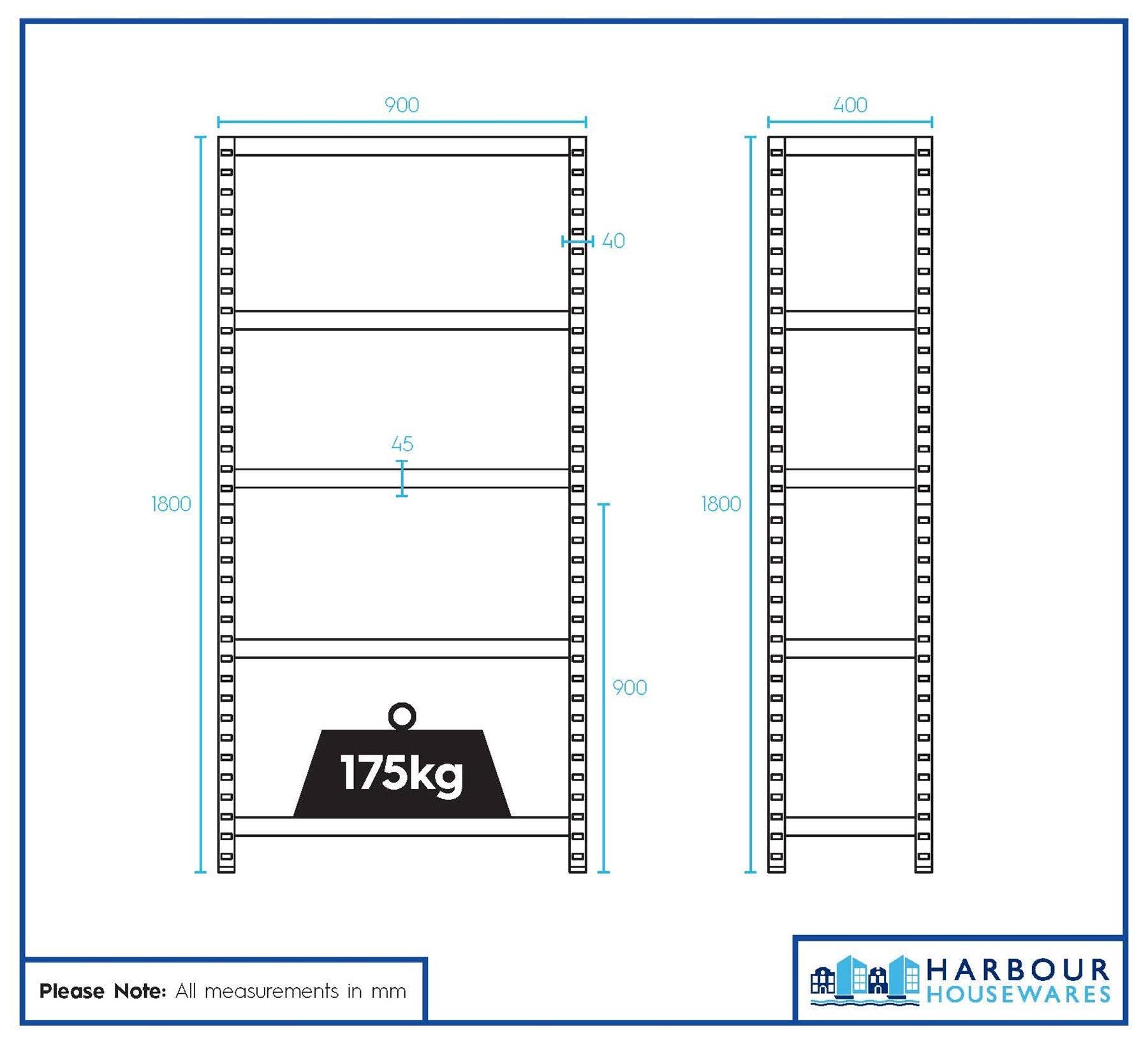 Rinkit Ltd – Engroshandel Fritstående hylde – Sæt med 2 stk. 5-niveau stålrack til garage - 90 x 40 x 180 cm - galvaniseret5
