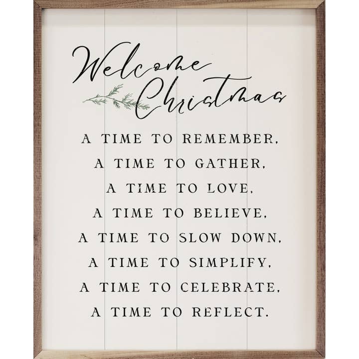 Welcome Christmas A Time Greenery White for wholesale by Kendrick Home