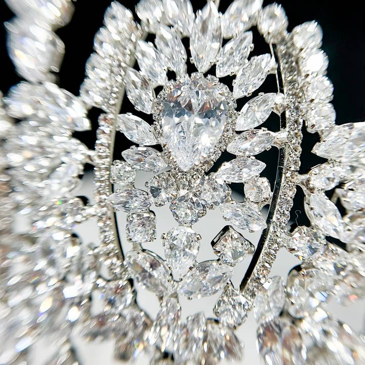 Happy Dream Gifts – wholesale Partyhatt/-krona – Silver Zirkonia krona, Brudkristallkrona, Bröllopskrona5