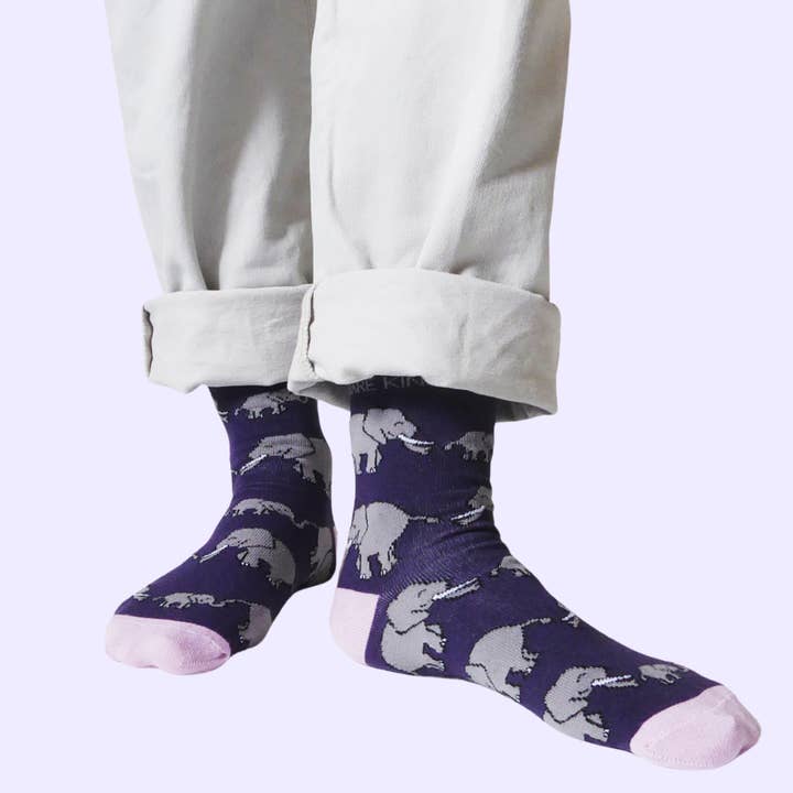 Bare Kind Socks - Wholesale Socks - Women's - Elephant Socks | Bamboo Socks | Purple Socks4