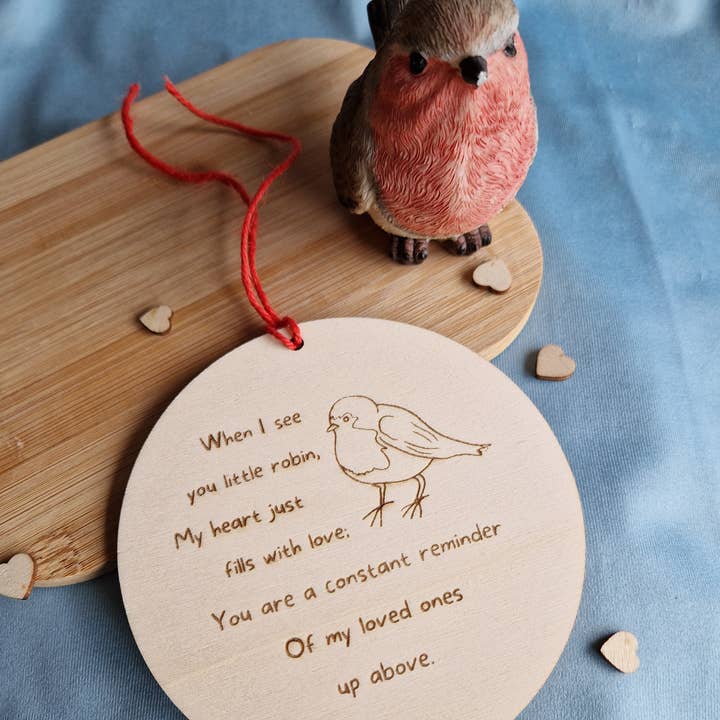 ROBIN Birch Plywood Hanging Sign for wholesale by Parful Stuff