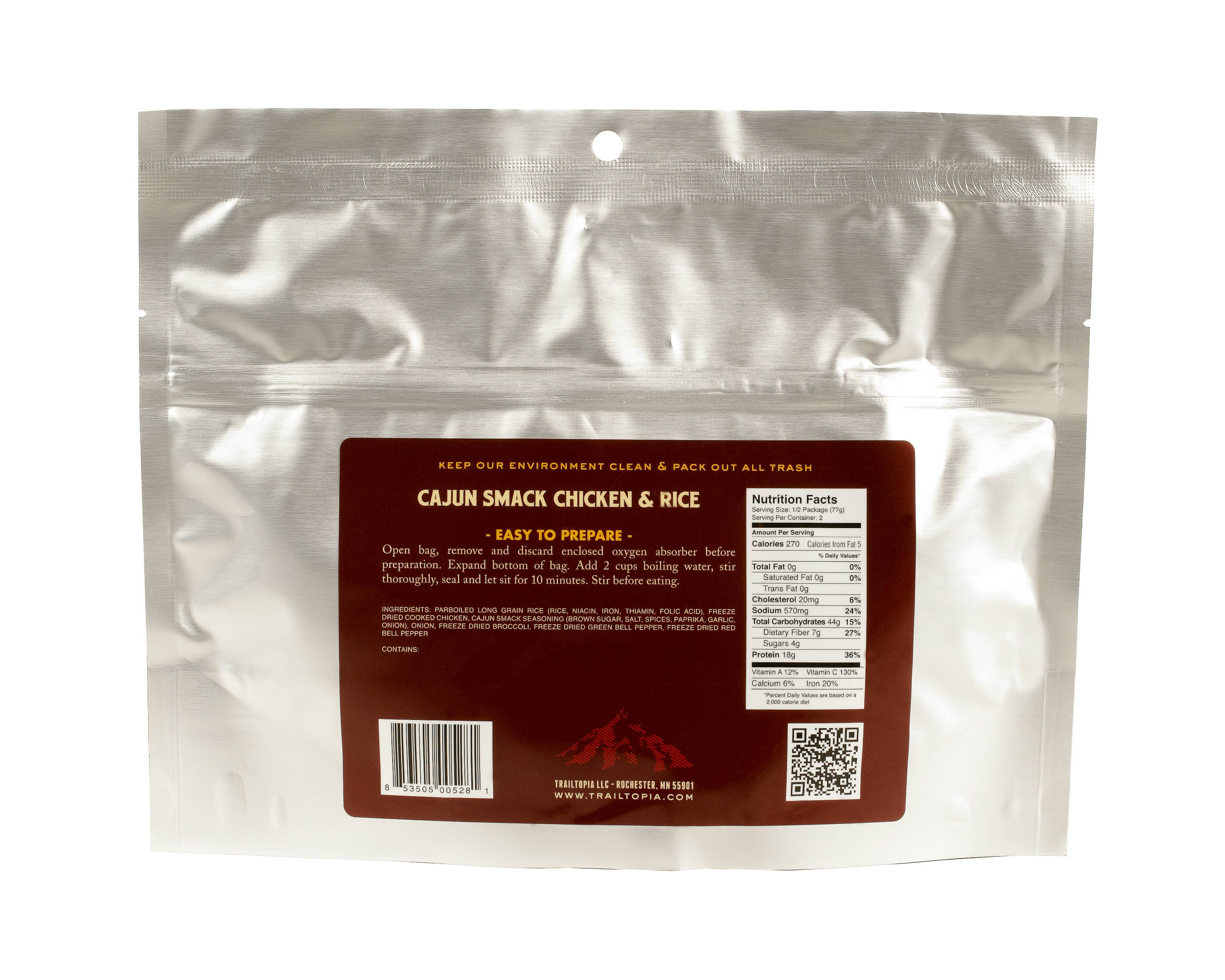 Trailtopia – wholesale Torkad/dehydratiserade grönsaker – Cajun Smack Kyckling och ris1