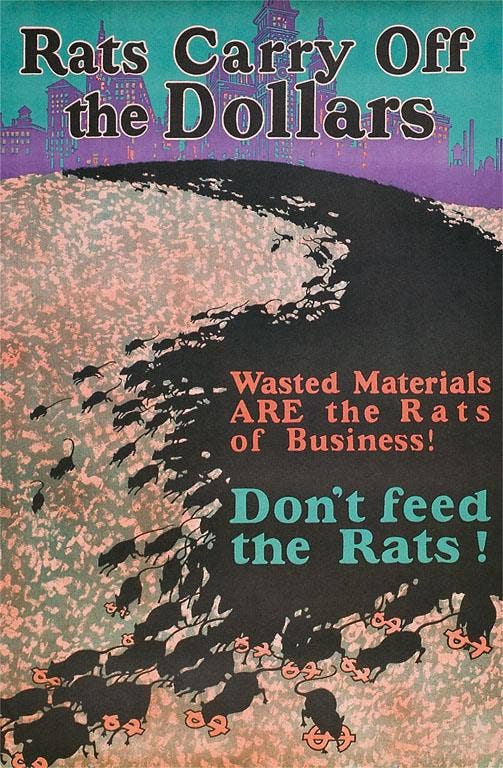 Found Image Press – Großhandel Briefpapier-/Postkarten-Set – Grußkarte AM-288 Ratten tragen die Dollars davon0